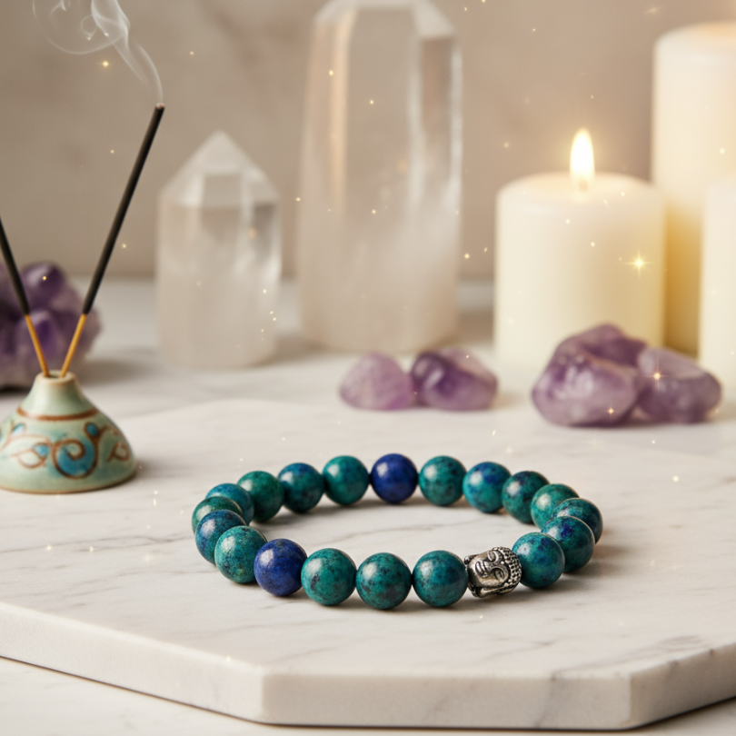 Authentic Azurite gemstone bracelet for transformation and balance