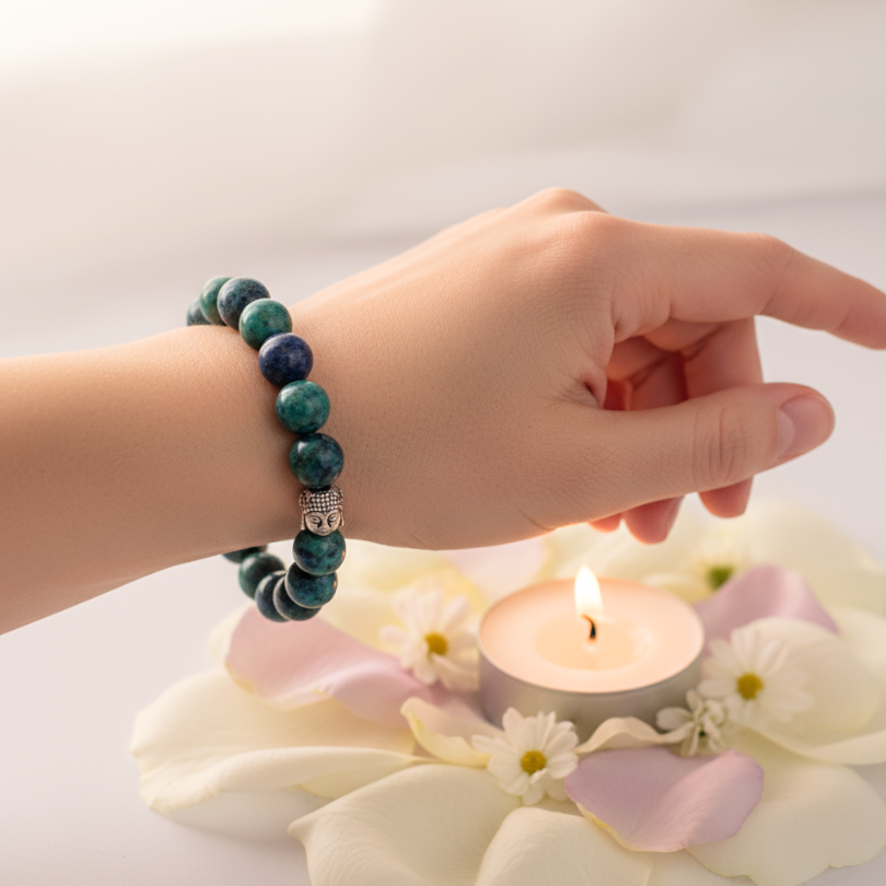 Authentic Azurite gemstone bracelet for transformation and balance