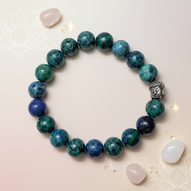 Natural Azurite gemstone bracelet for focus and inner strength