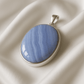 Natural Blue Lace Agate 925 Silver Pendant For Promoting Peace