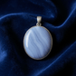 Natural Blue Lace Agate 925 Silver Pendant For Promoting Peace