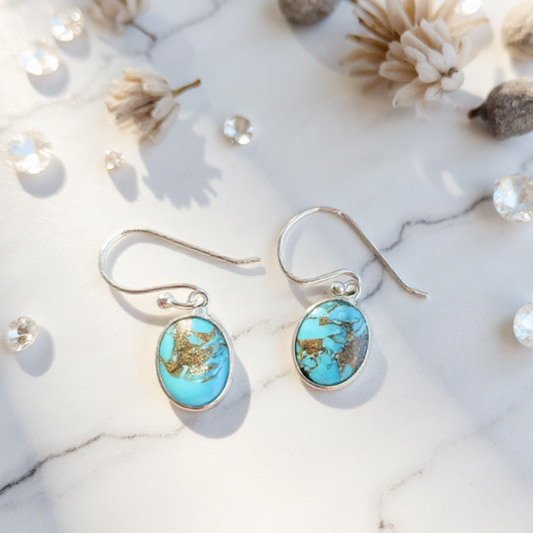 Blue Copper Turquoise earrings for protection and healing