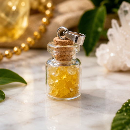Citrine Wish Bottle Pendant | Manifestation, Abundance and Solar Energy