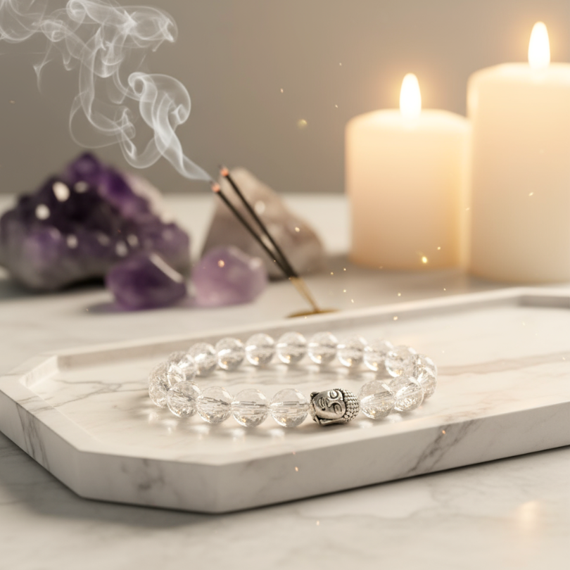 Healing Clear Quartz bracelet for focus, protection, and harmony