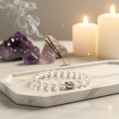 Healing Clear Quartz bracelet for focus, protection, and harmony