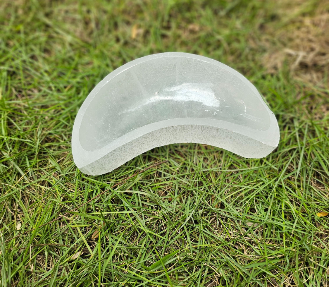 Selenite Moon Bowl For Crystals Recharge