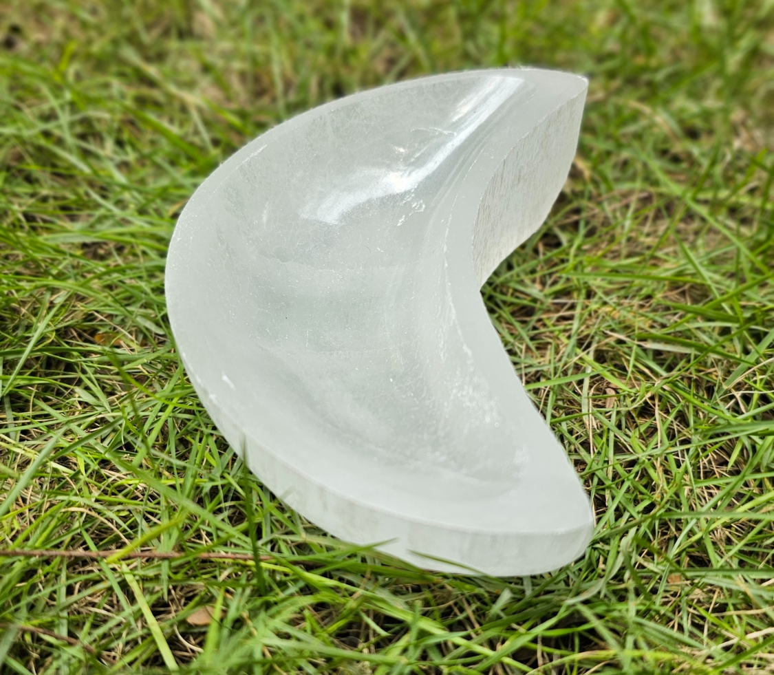 Selenite Moon Bowl For Crystals Recharge