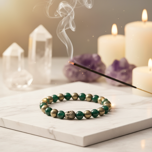 Green Jade + Pyrite  Bracelet To Retrieve Money-(8mm)