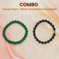 Two bracelets, one green onyx and one black tourmaline, on a soft peach background with 'COMBO' text above.