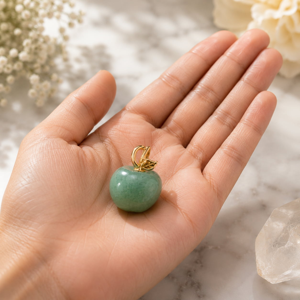 Green Aventurine Apple Pendant | Good Luck, Prosperity and Emotional Healing