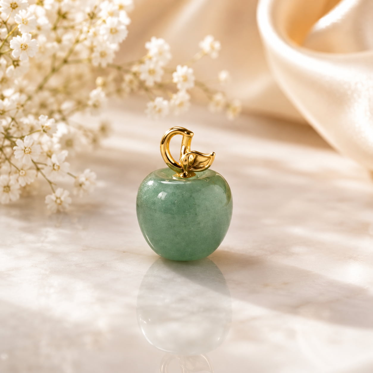 Green Aventurine Apple Pendant | Good Luck, Prosperity and Emotional Healing