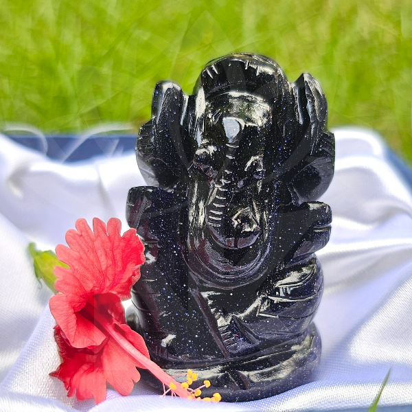 Lord Ganesh in Blue Goldstone