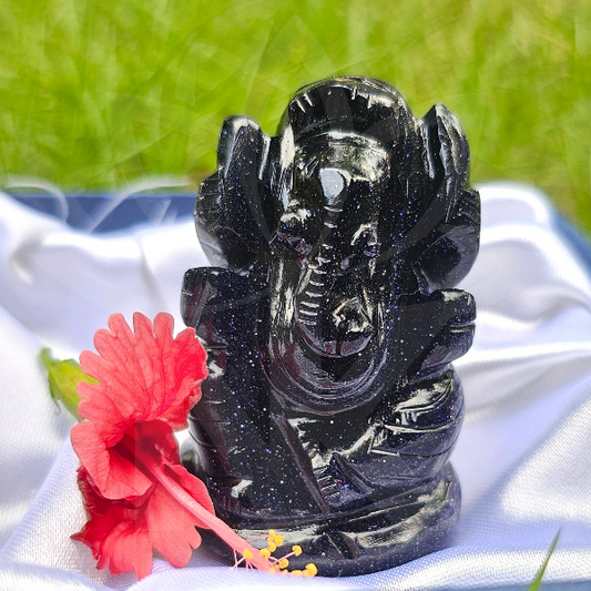 Lord Ganesh in Blue Goldstone