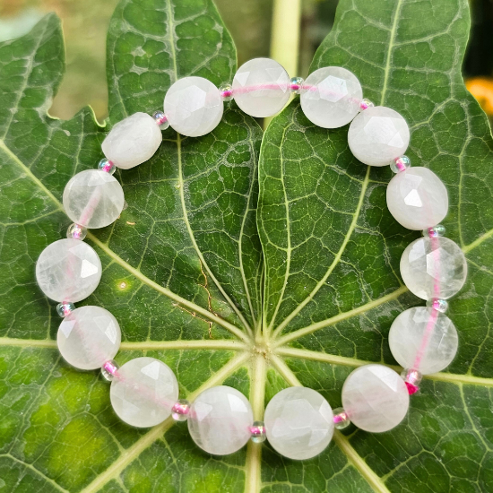 Rose quartz Diamond Cut Bracelet For Unconditional Love