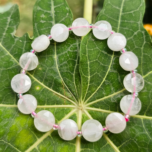 Rose quartz Diamond Cut Bracelet For Unconditional Love