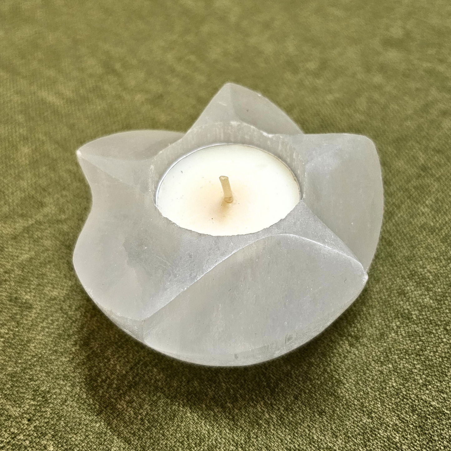 Selenite Lotus Candle Holder