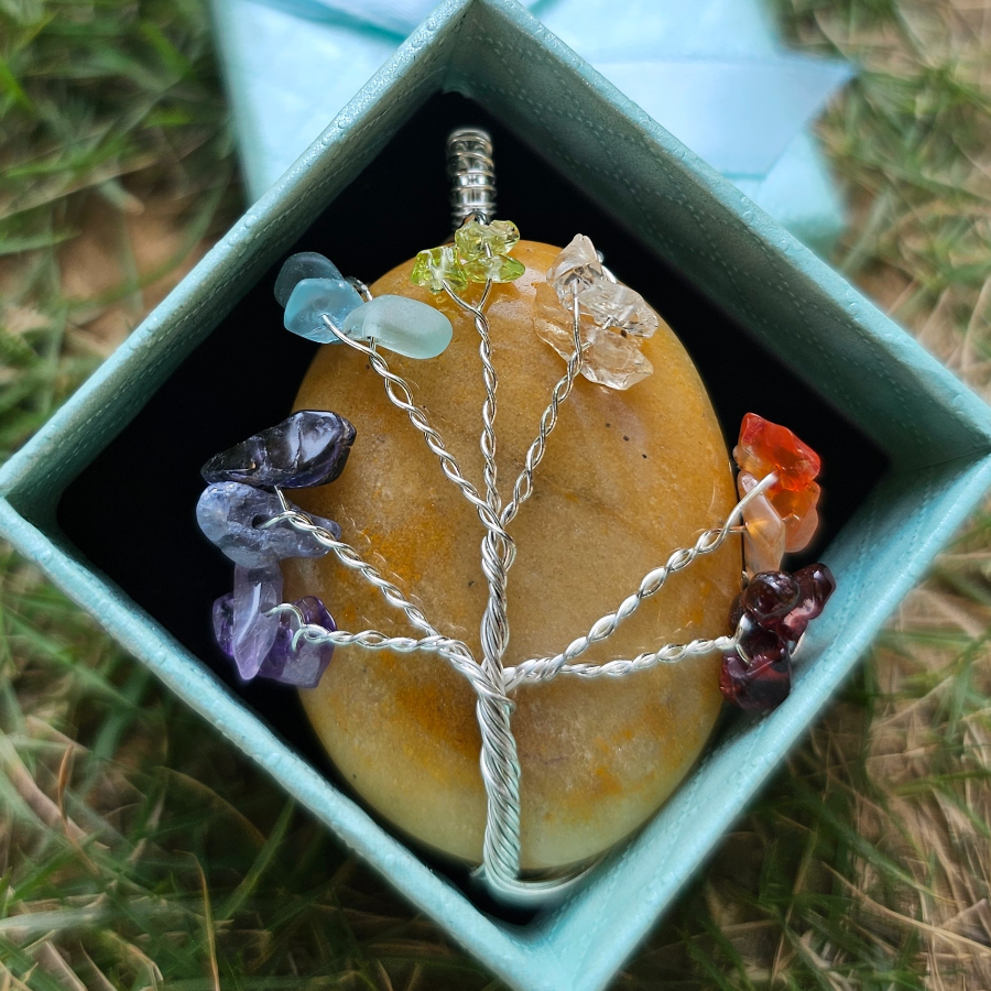 7 Chakra Tree of Life Pendant with Yellow Aventurine