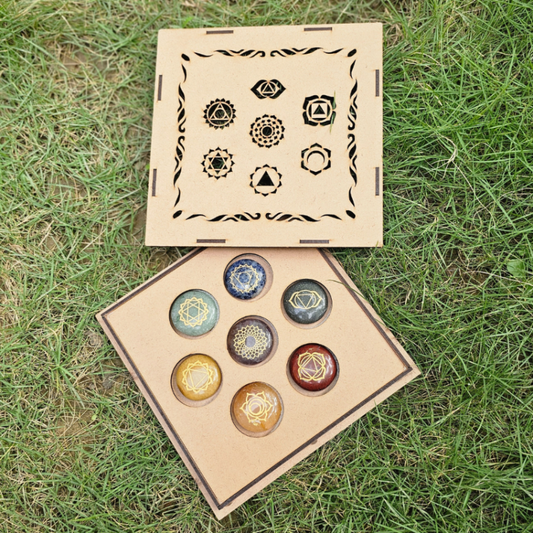 7 Chakras Tumble Set with wooden box