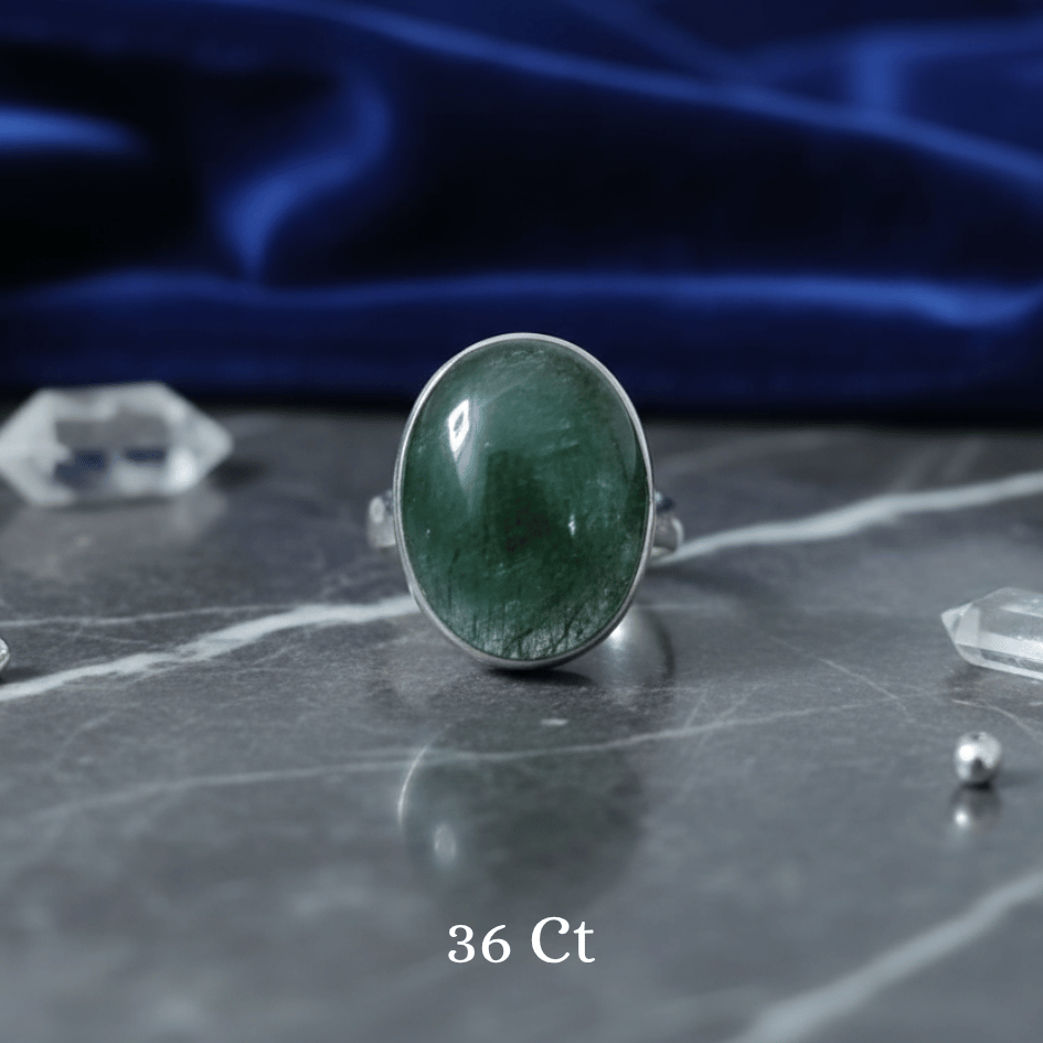 Healing Kiwi Quartz ring for stress relief and spiritual growth