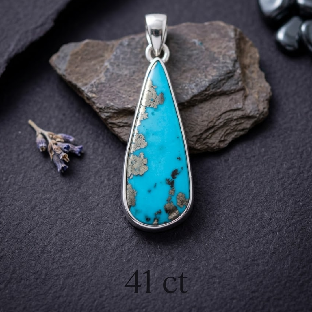 Turquoise 925 Silver Pendant (Firoza) For Fame & Success – Dr