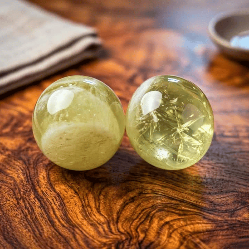 Lemon Quartz Crystal Tumbles Set of 2 for Positivity & Clarity