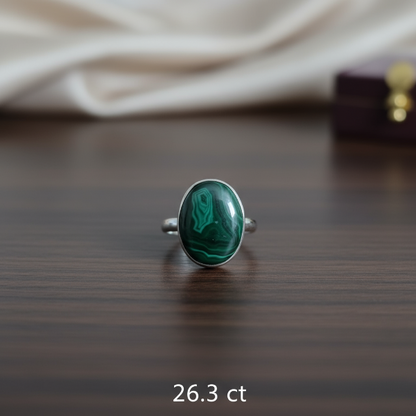 Malachite 925 Sterling Silver Ring – Stone of Transformation & Protection