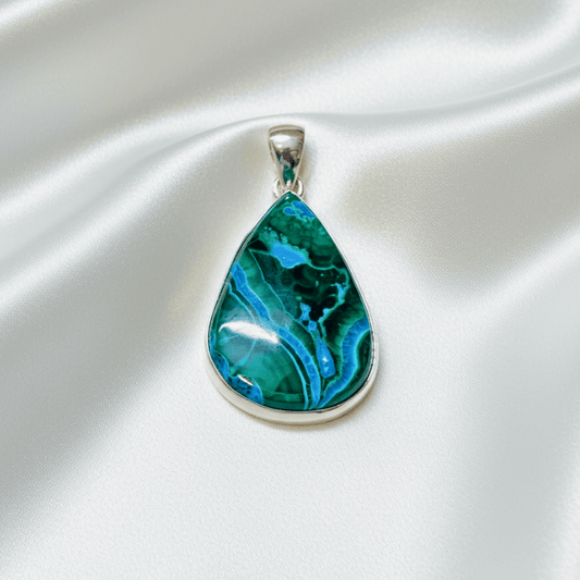Malachite & Chrysocolla 925 Sterling Silver Pendant