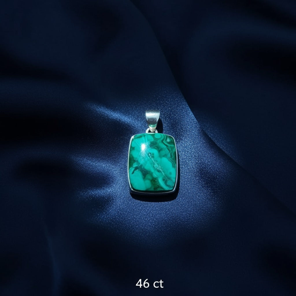 Malachite & Chrysocolla 925 Sterling Silver Pendant