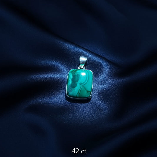Malachite & Chrysocolla 925 Sterling Silver Pendant