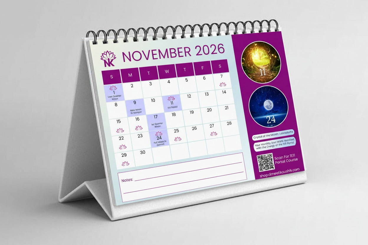 Elegant moon desk calendar for home office decor and awareness