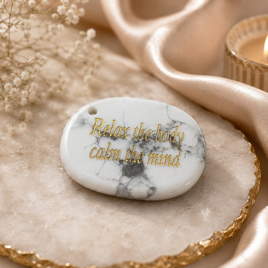 Natural Howlite Palmstone For Relaxation, Calm & Emotional Balance