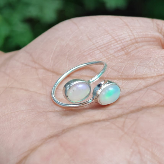 Ethiopian Opal Oval Silver Ring – Radiate Light, Intuition & Elegance
