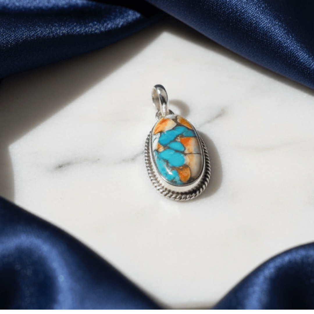 Oyster Turquoise 925 Silver Pendant – Unique Beauty & Healing Energy