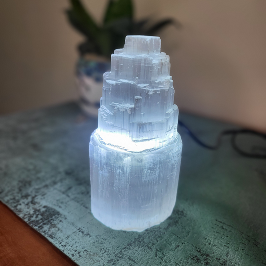 Selenite Lamp For Bedside or Work Table