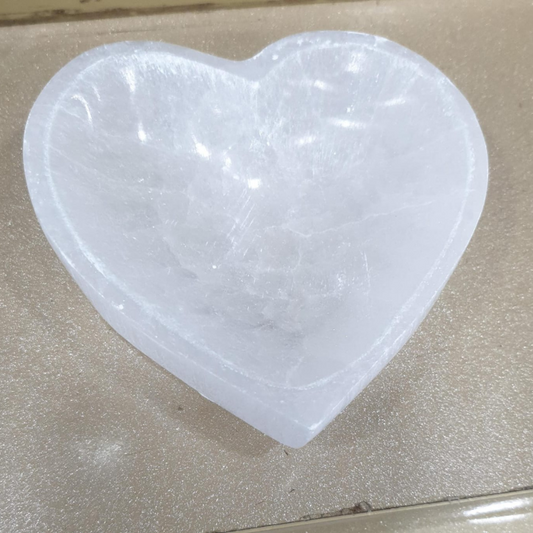 Selenite Heart Bowl For Crystals Recharge