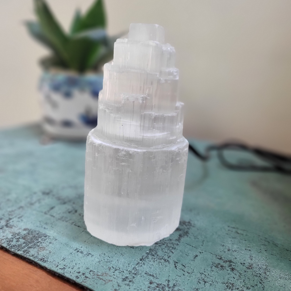 Selenite Lamp For Bedside or Work Table