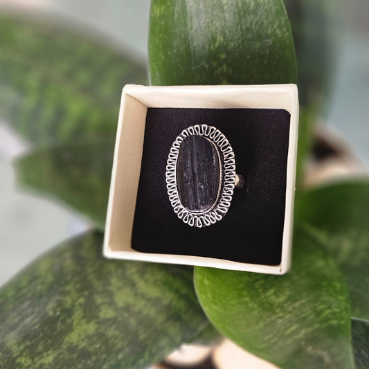 Black Tourmaline Ring For Emotional Stability