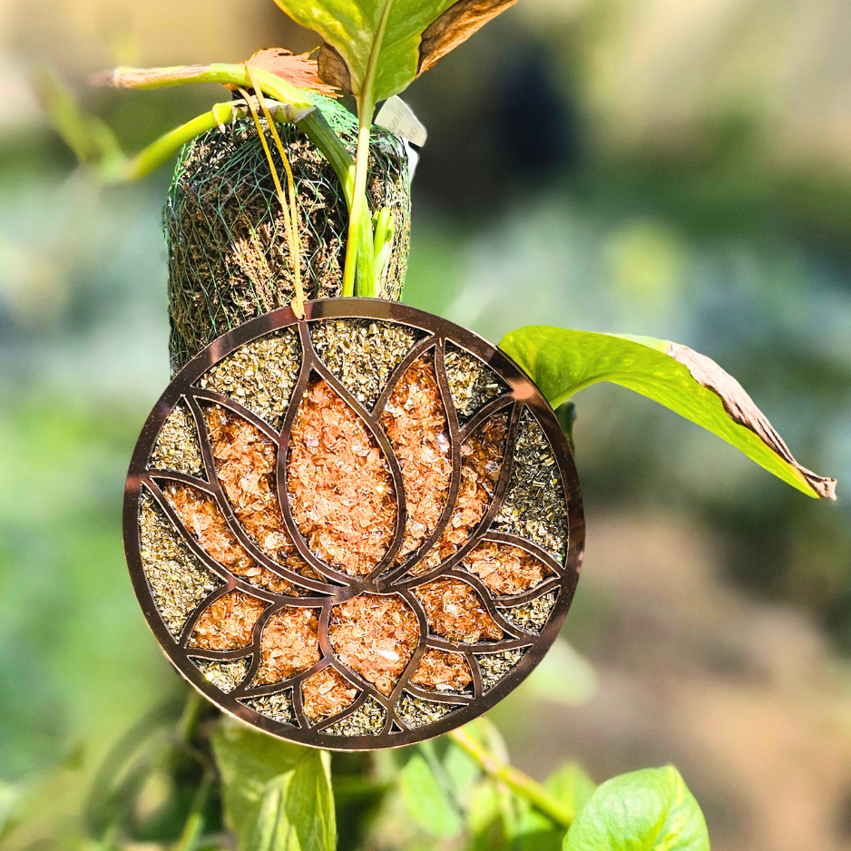 Invite abundance With Citrine and Pyrite Lotus Hanging