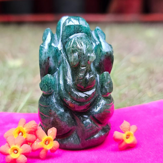 Lord Ganesh in Green Aventurine For Prosperity