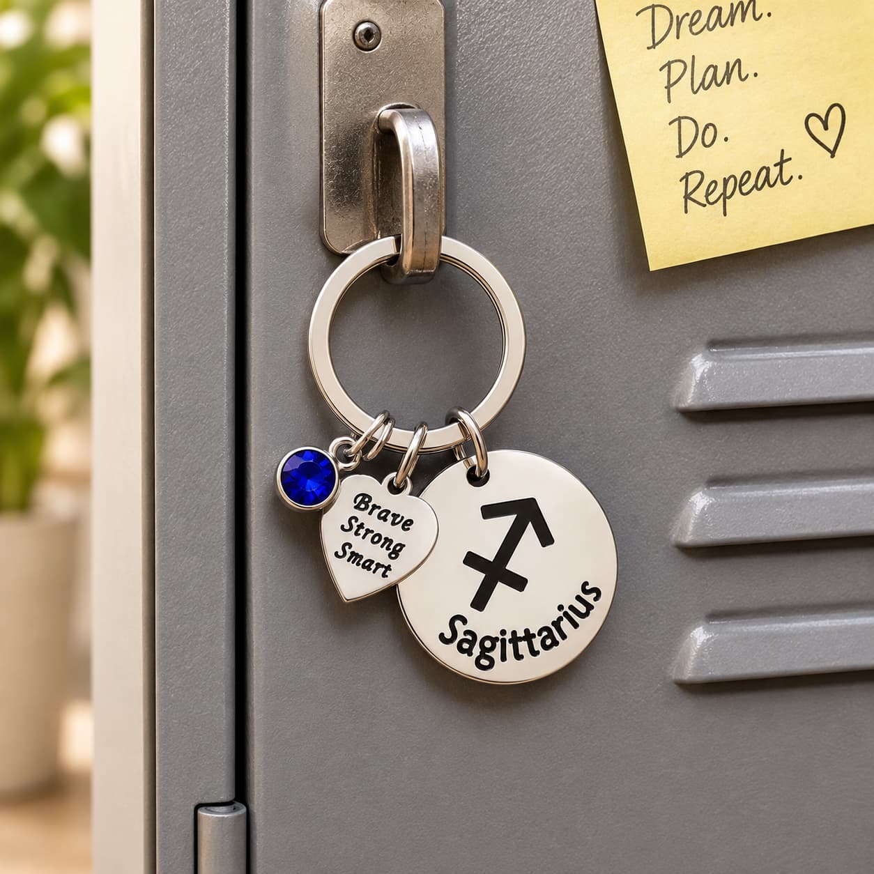 The Sagittarius Keychain Zodiac - Strength Charm with Blue Corundum
