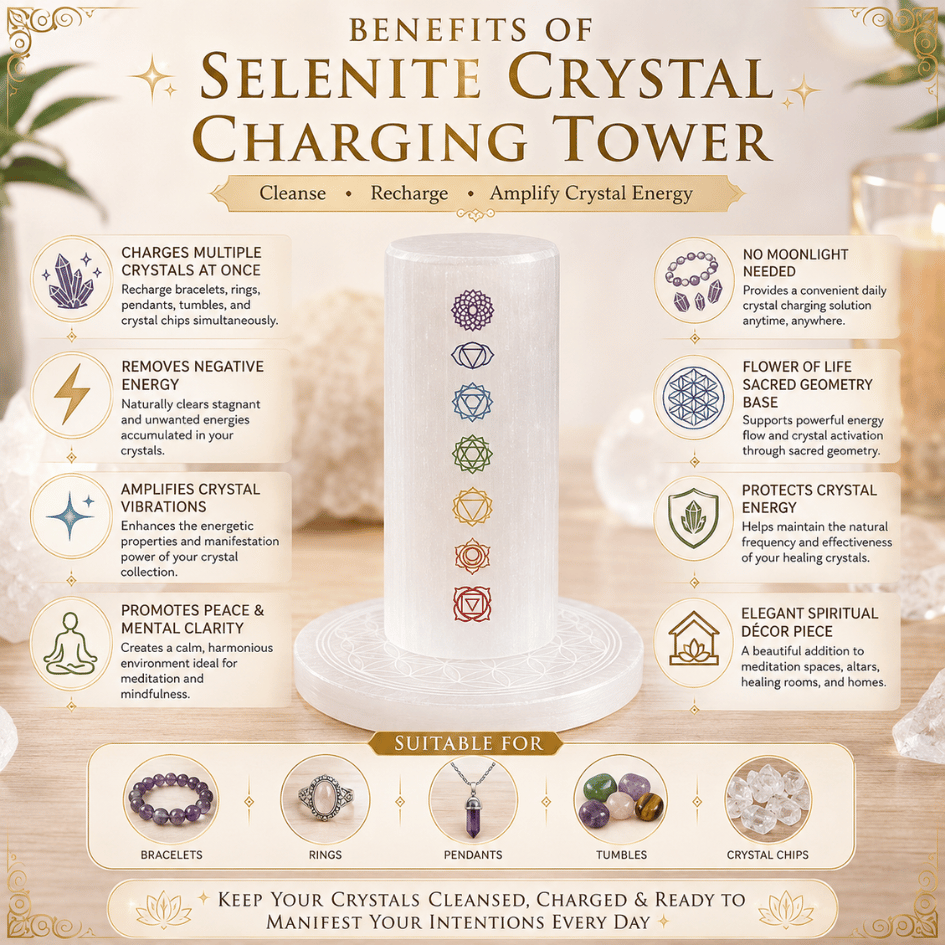 Premium Selenite Crystal Charging Tower for Crystal Cleansing & Energy Charging