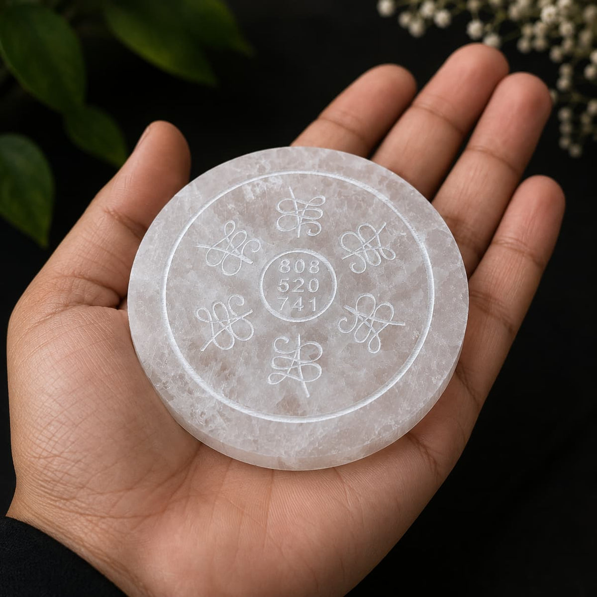 Zibu money selenite crystal plate for wealth attraction and spiritual energy