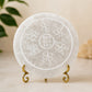 selenite plate with Zibu money number for abundance, prosperity and positive energy