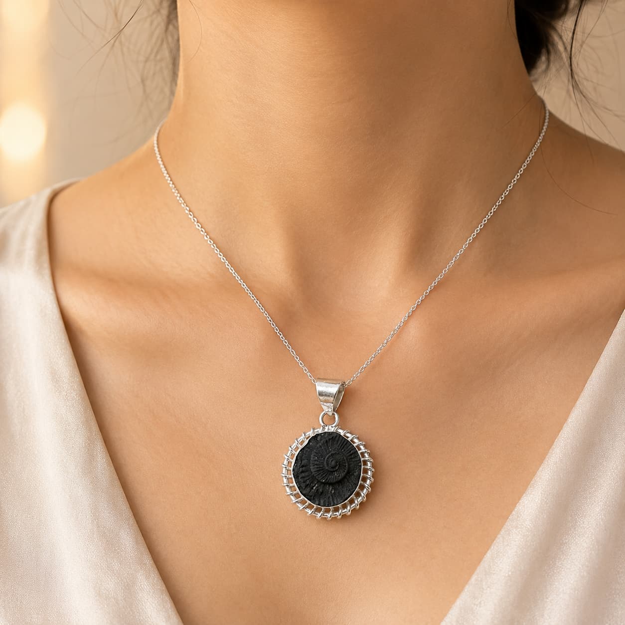 Shri Laxmi Narayan Shaligram Pendant In German Silver For Divine Abundance and Protection