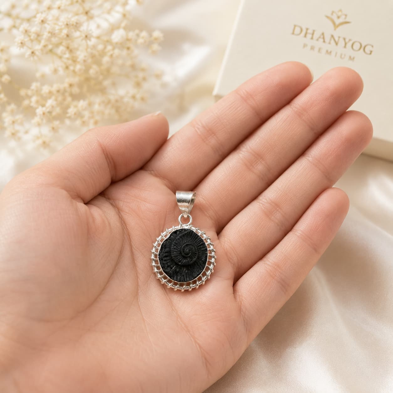 Shri Laxmi Narayan Shaligram Pendant In German Silver For Divine Abundance and Protection