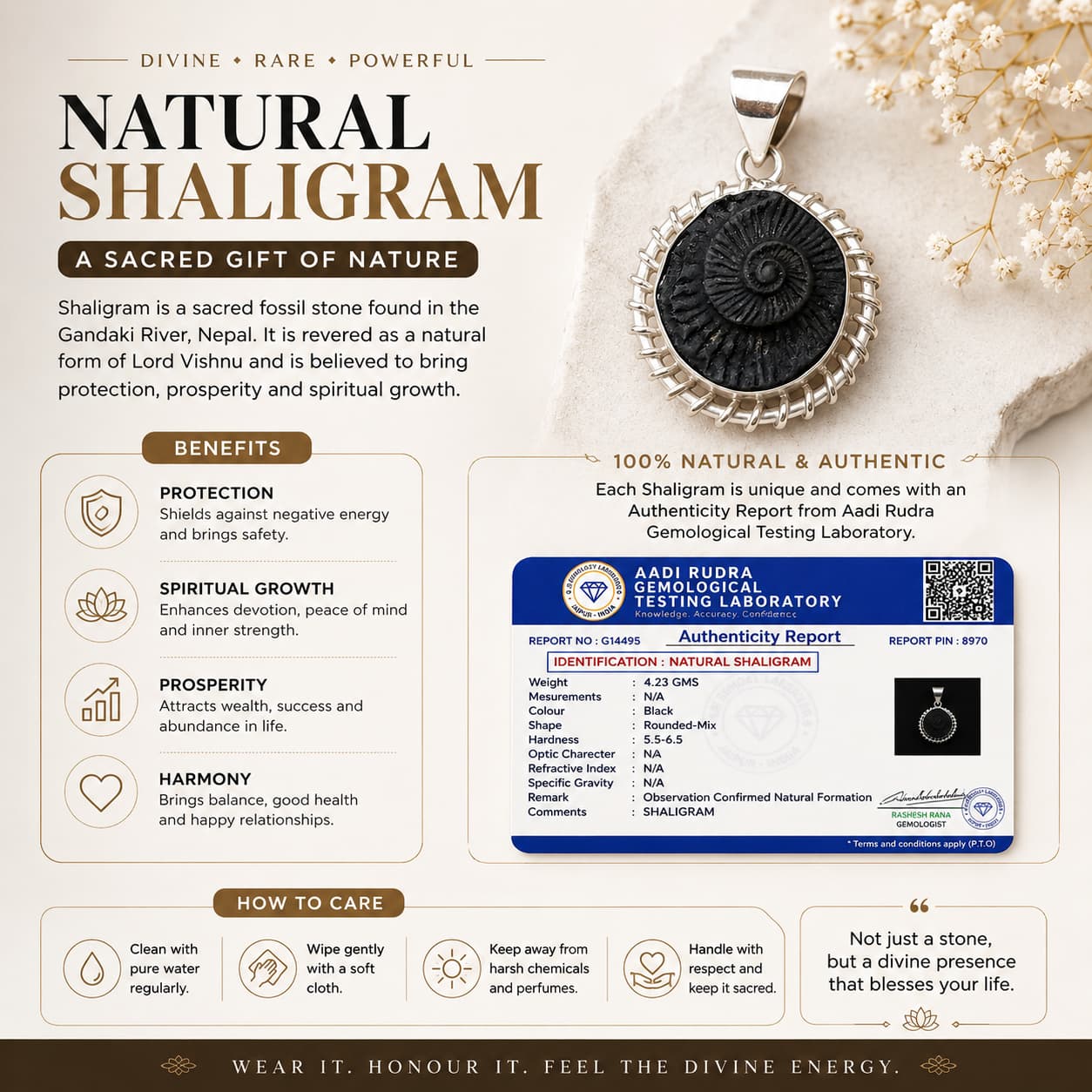 Shri Laxmi Narayan Shaligram Pendant In German Silver For Divine Abundance and Protection