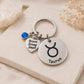 The Taurus Keychain Zodiac - Strength Charm with Blue Corundum