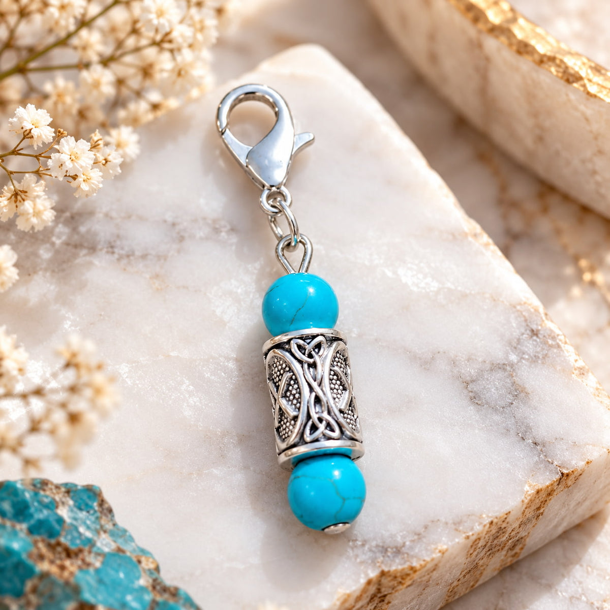 Turquoise Crystal Charm | Courage, Confidence and Name & Fame