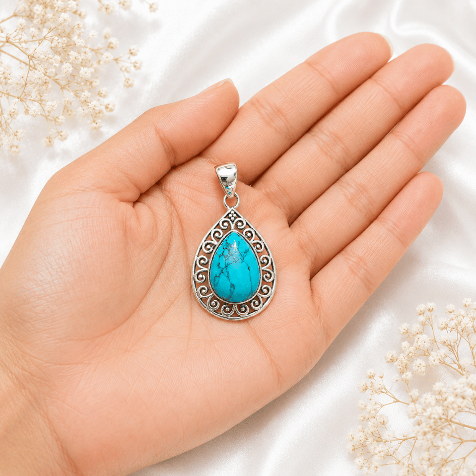 natural turquoise gemstone pendant for calm and balance