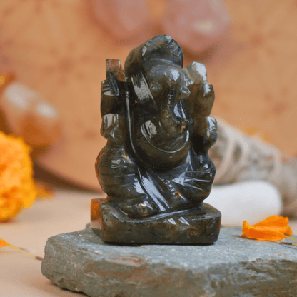 Lord Ganesh in Labradorite - Dr. Neeti Kaushik's Shop